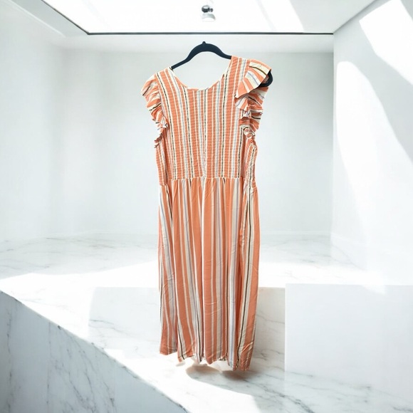 A New Day Striped Flutter Sleeve Dress – Tie Back – Size XXL – NWT - Picture 4 of 12